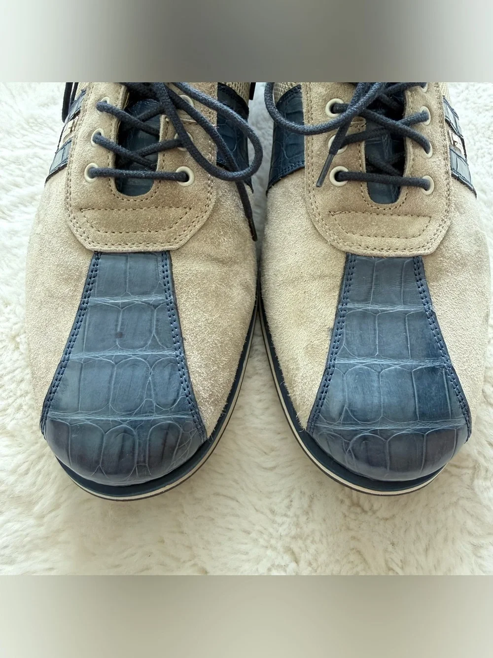 Zilli men oxford shoes exotic skin suede/alligator leather size 9.5 US Authentic